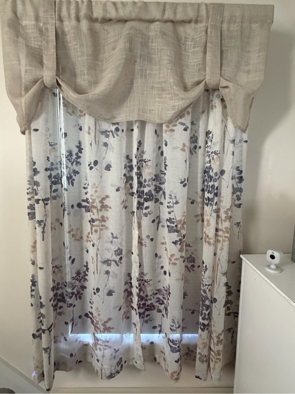 Neutral Floral Sheer Curtain Panel